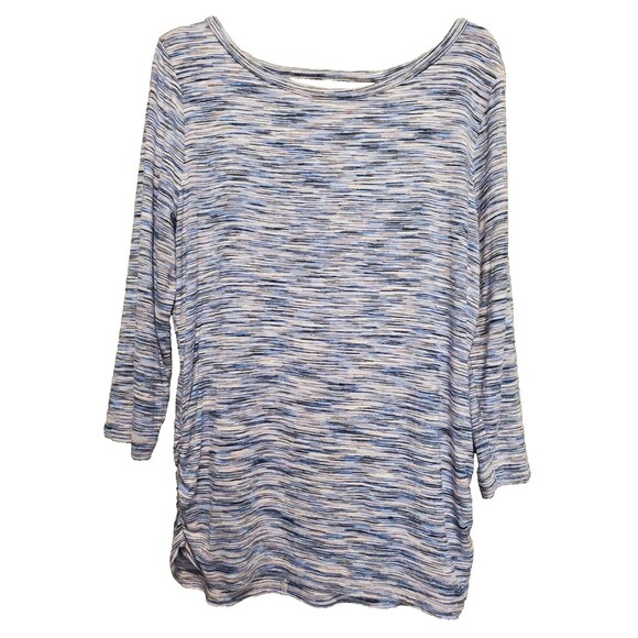 T by Talbots Space Dye Ruched-Side Long Sleeve Knit Tunic Size Large Athleisure - Picture 1 of 5